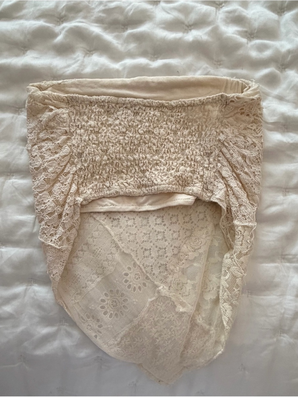 Free People Cream Lace Patchwork Crop Top - Picture 3 of 5